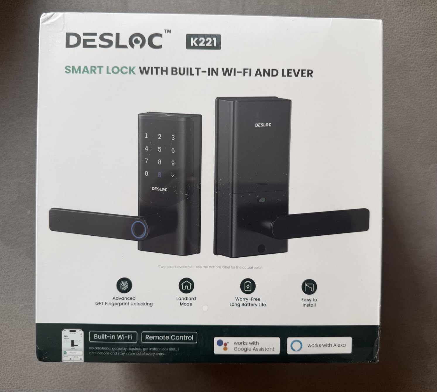DESLOC K221 Fingerprint Smart Door Lock with Handle 16-Month Battery | Built-in WiFi, Keypad Door Lock with App Control, Auto Lock for Garage Entry Door customer photo 1