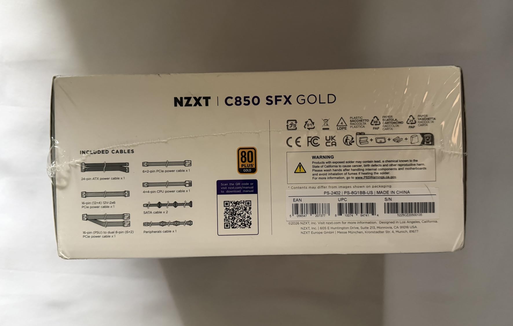 NZXT C850 SFX Gold - 850W SFX ATX 3.1 Power Supply - 80 Plus Gold - Cybenetics Platinum - Fully Modular - PCIe 5.1 600W 12V-2x6 - Japanese Capacitors - Black customer photo 2