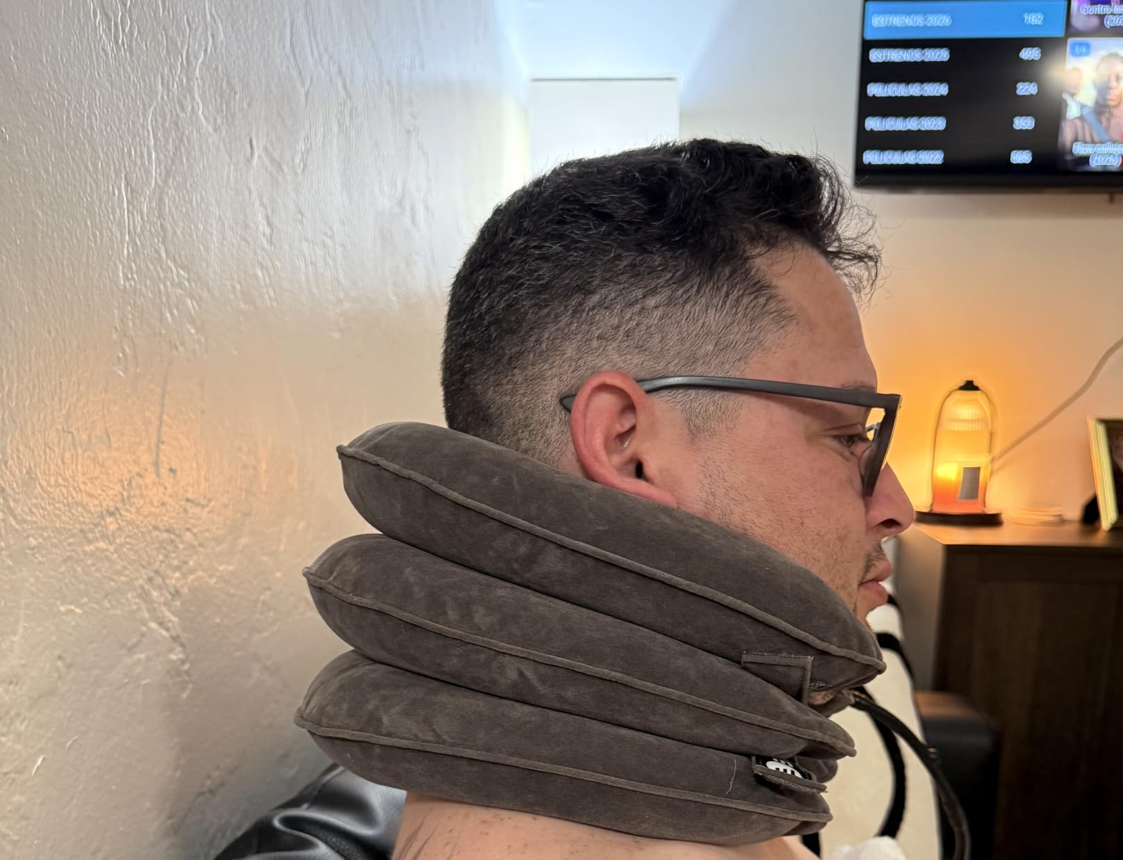 Cervical Neck Stretcher and Cervical Traction Device, Inflatable Neck Traction Device for Home Use, Decompression Devices and Support Brace for Pinched Nerve Relief, Extender Pillow and Hammock customer photo 2