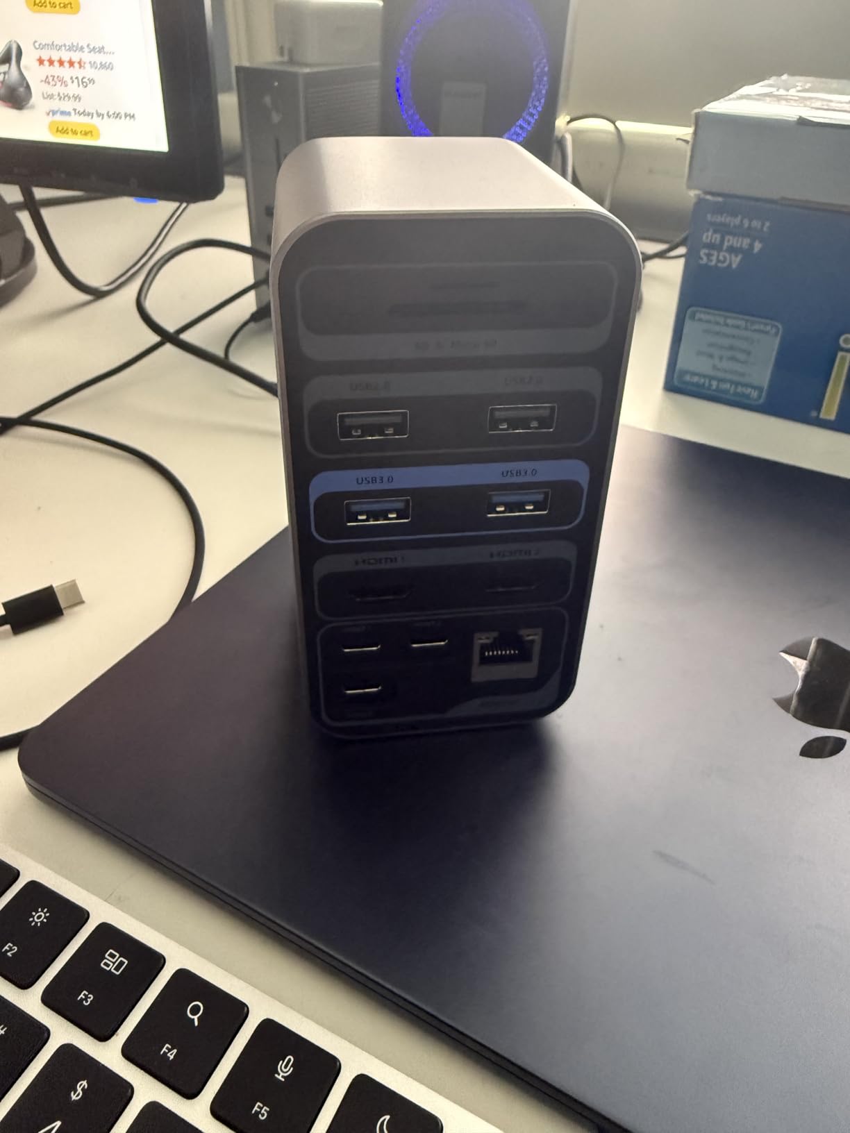 TobenONE 16-in-2 MacBook Docking Station Dual 4K@60Hz, 7 USB, 2 HDMI, 100W PD Fast Charging, Gigabit Ethernet, Plug-and-Play for Creative Professionals (2016-2026) customer photo 1