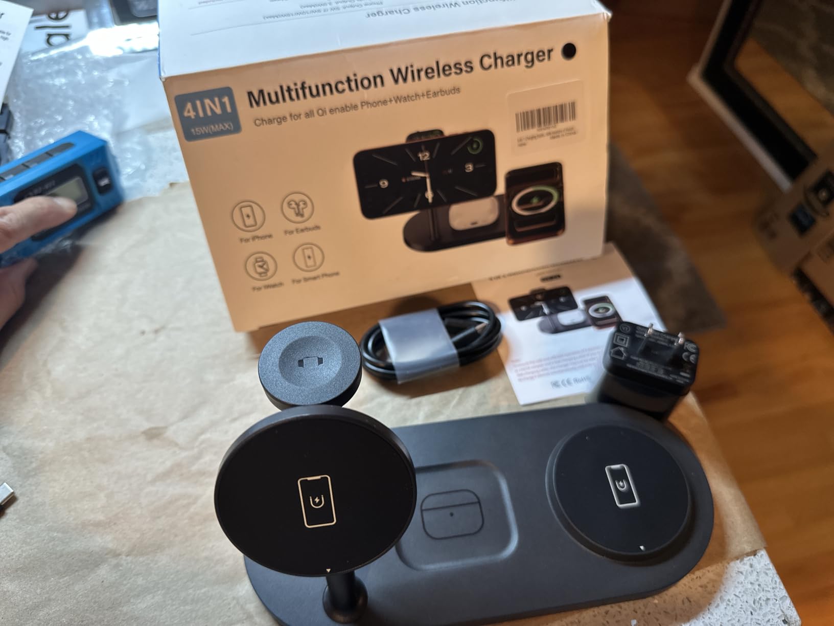 6 in 1 Charging Station for Samsung Multiple Devices, Foldable Wired Charging Stand for iPad/Tab with Clock & Light, Charger for S26/S25 Ultra/Z Fold 7 & Buds, Only for Galaxy Watch (Black) customer photo 1