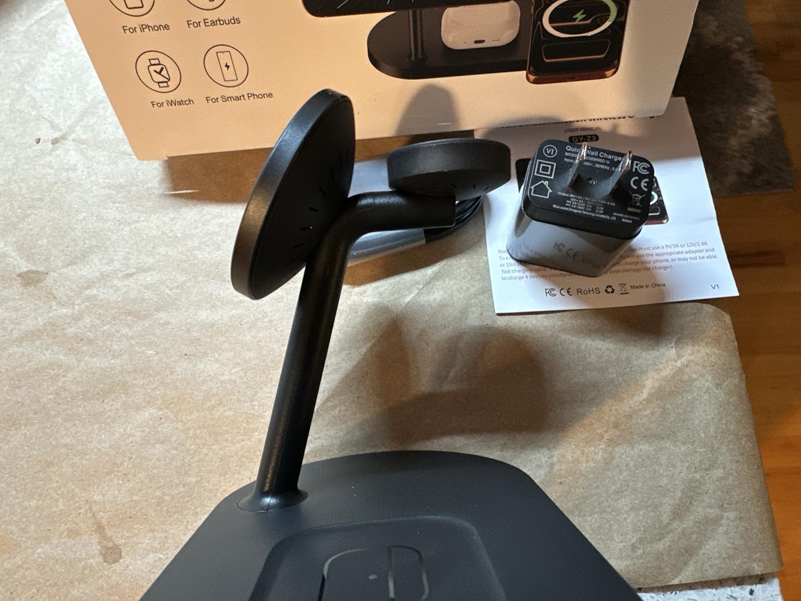 6 in 1 Charging Station for Samsung Multiple Devices, Foldable Wired Charging Stand for iPad/Tab with Clock & Light, Charger for S26/S25 Ultra/Z Fold 7 & Buds, Only for Galaxy Watch (Black) customer photo 2