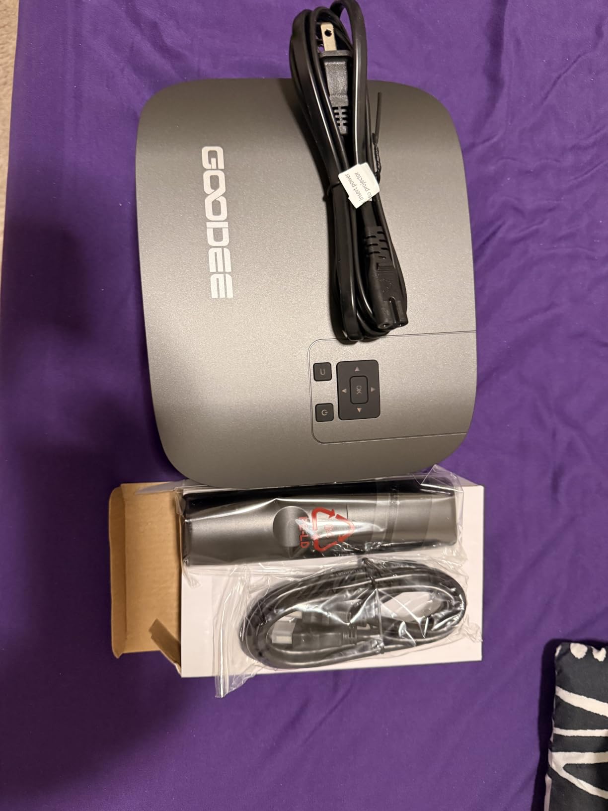 GOODEE Mini Projector Official Licensed Google TV Built-in Apps | 1080P Native Image Compatible with Netflix/YouTube/Prime Video/Disney+, Support WiFi and Bluetooth, HDMI/Phone/Laptop customer photo 2