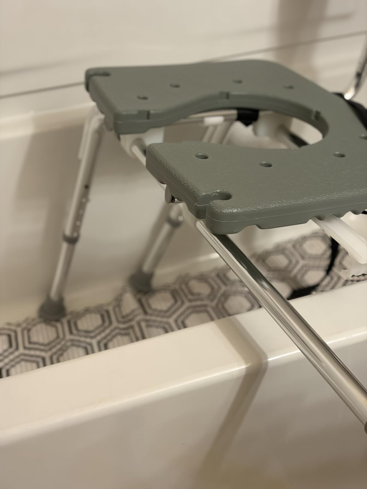 DMI Tub Transfer Bench and Shower Chair with Non Slip Aluminum Body, FSA Eligible, Adjustable Seat Height and Cut Out Access, Holds Weight up to 400 Lbs, Bath and Shower Safety, Transfer Bench customer photo 1