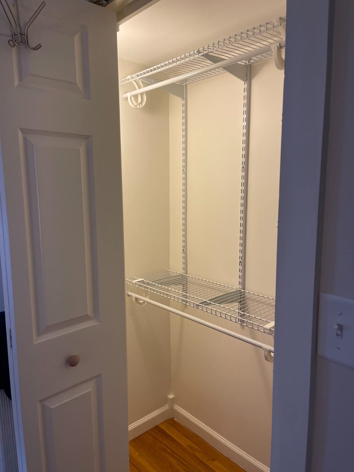ClosetMaid ShelfTrack Wire Closet Organizer System, Adjustable from 5 to 8 Ft., with Shelves, Clothes Rods, Shoe Shelf, Hardware, Durable Steel, White customer photo 1