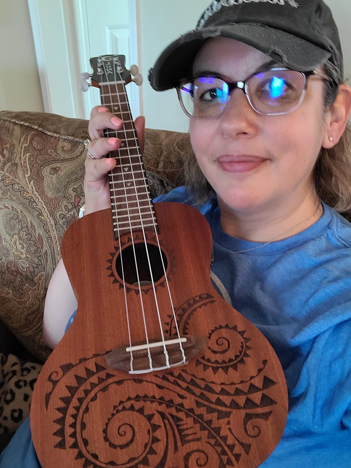 Luna Tattoo Concert Mahogany Ukulele with Gig Bag, Satin Natural customer photo 1