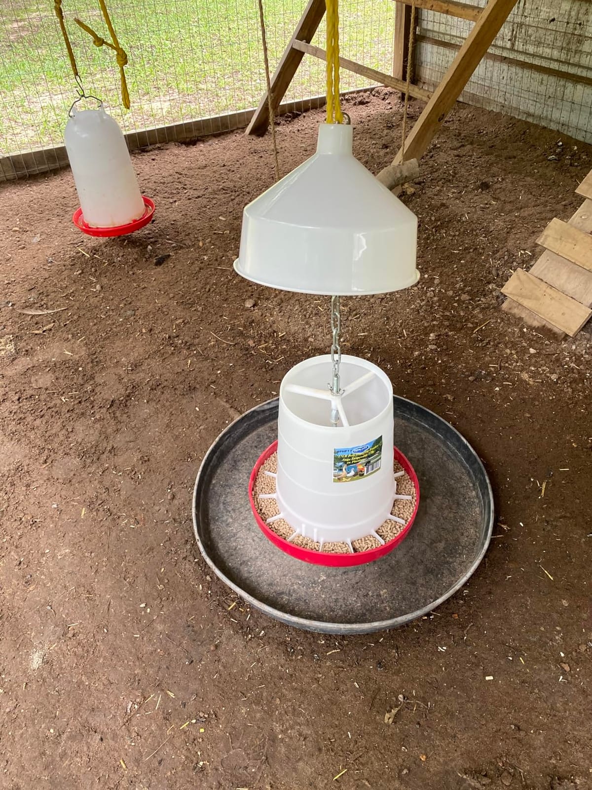 FARM-TUFF Hanging Poultry Feeder, 17lb Capacity - BPA-Free Plastic Chicken Feeder with Adjustable Feed Flow - Semi-Opaque Gravity-Fed Design for Backyard Flocks, Ducks & Turkeys customer photo 2