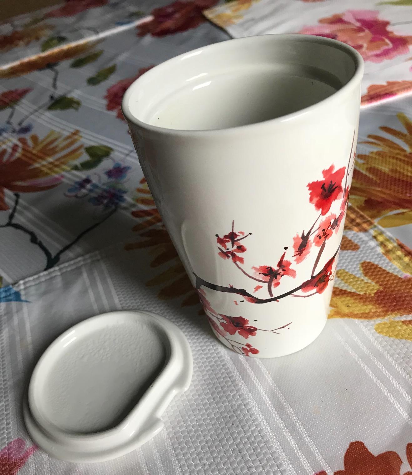 Tea Forte Double-Walled Ceramic Kati Cup, Removable Stainless Steel Infuser Basket and Lid, Steeps 12 oz Loose Leaf Tea, Dishwasher & Microwave Safe, Cherry Blossom customer photo 1