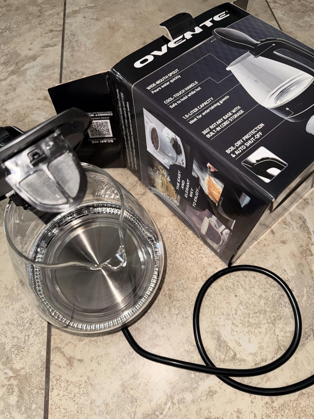 OVENTE 1.5L Glass Electric Kettle Water Boiler, Black KG83B customer photo 1