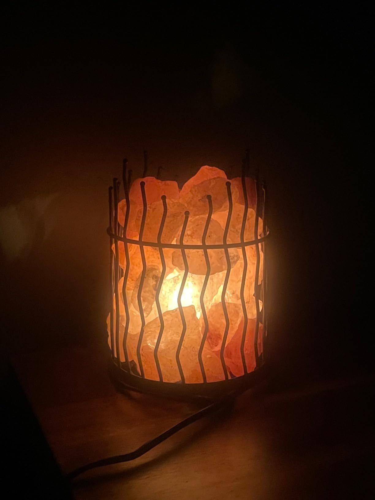 Himalayan Glow Pillar style Salt Basket Lamp with salt chunks, Himalayan Salt lamp with Touch Dimmer Control, Amber Glow, Idle for Home, Offices, and Dorm Decor customer photo 1
