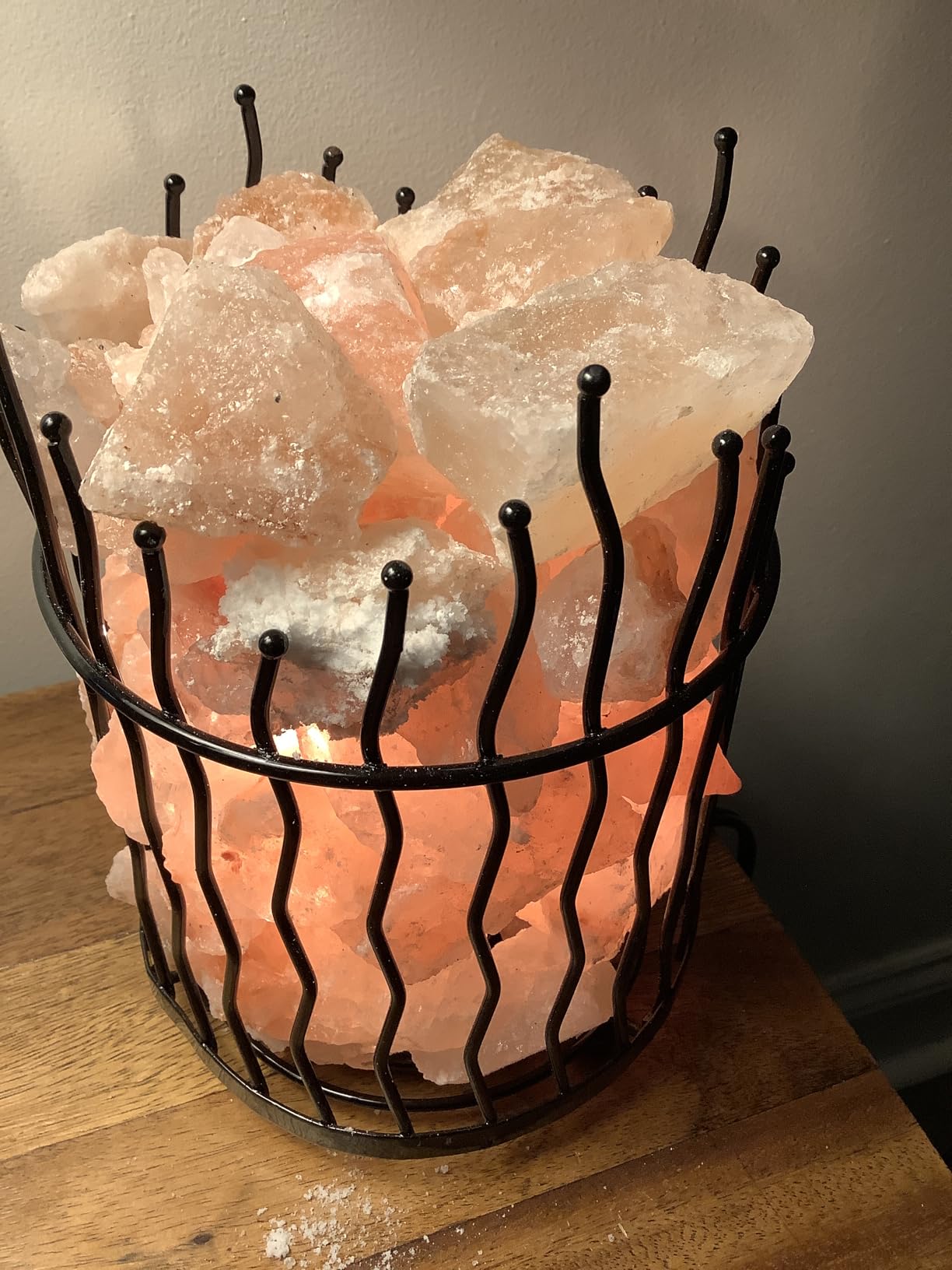 Himalayan Glow Pillar style Salt Basket Lamp with salt chunks, Himalayan Salt lamp with Touch Dimmer Control, Amber Glow, Idle for Home, Offices, and Dorm Decor customer photo 2