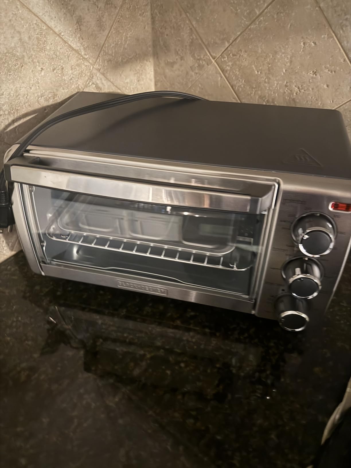 BLACK+DECKER TO1313SBD Toaster Oven, 15.47 Inch, Silver | Compact convection oven fits a 9-inch pizza with timer, stay-on function and removable crumb tray customer photo 2