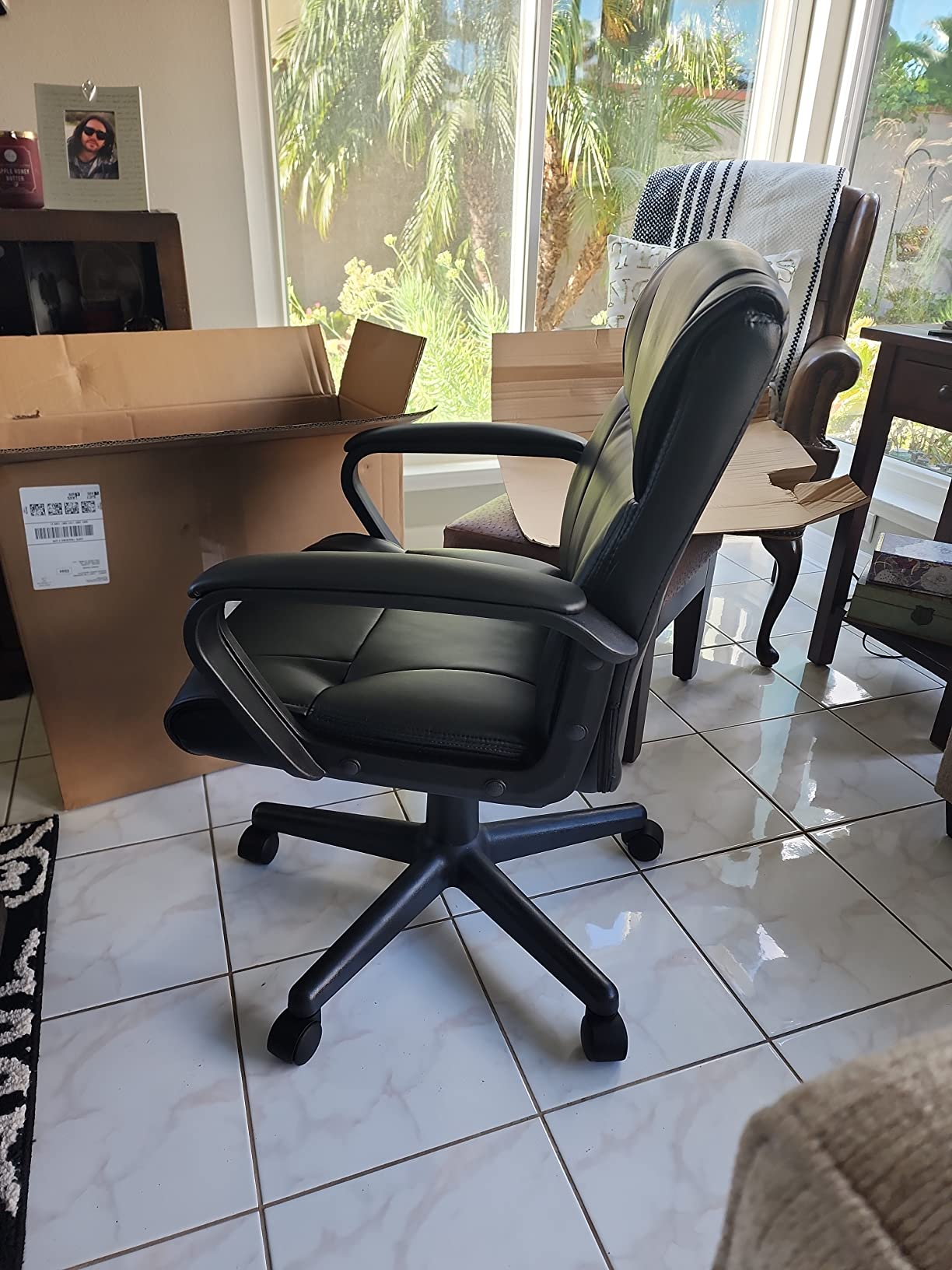 Amazon Basics Office Task Chair with Adjustable Height, 360° Swivel, Padded Armrests, Mid-Back, Rolling, 275 Pound Capacity, 24.2