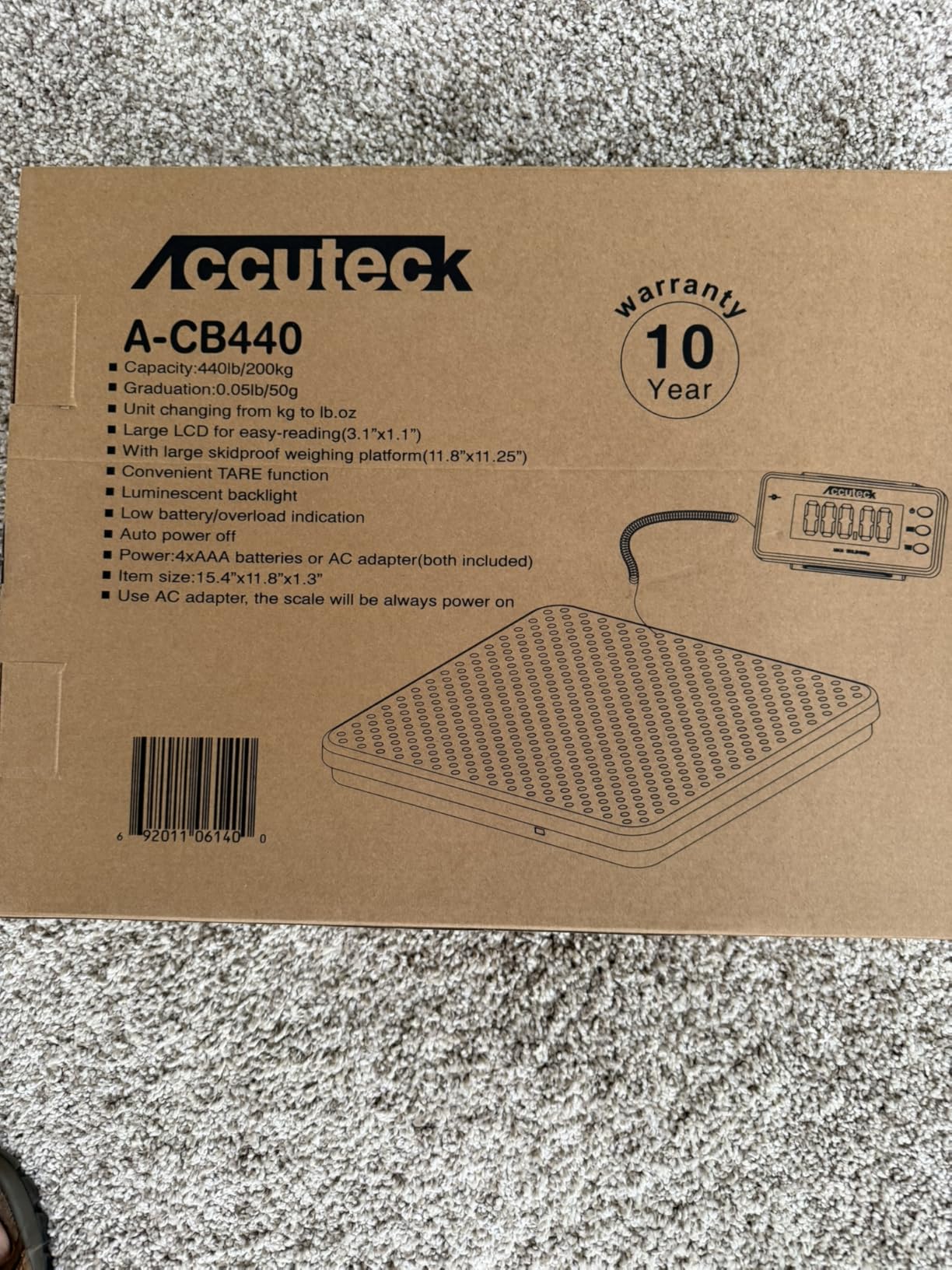 Accuteck 440lb Heavy Duty Digital Metal Industry Shipping Postal Scale W/C customer photo 1
