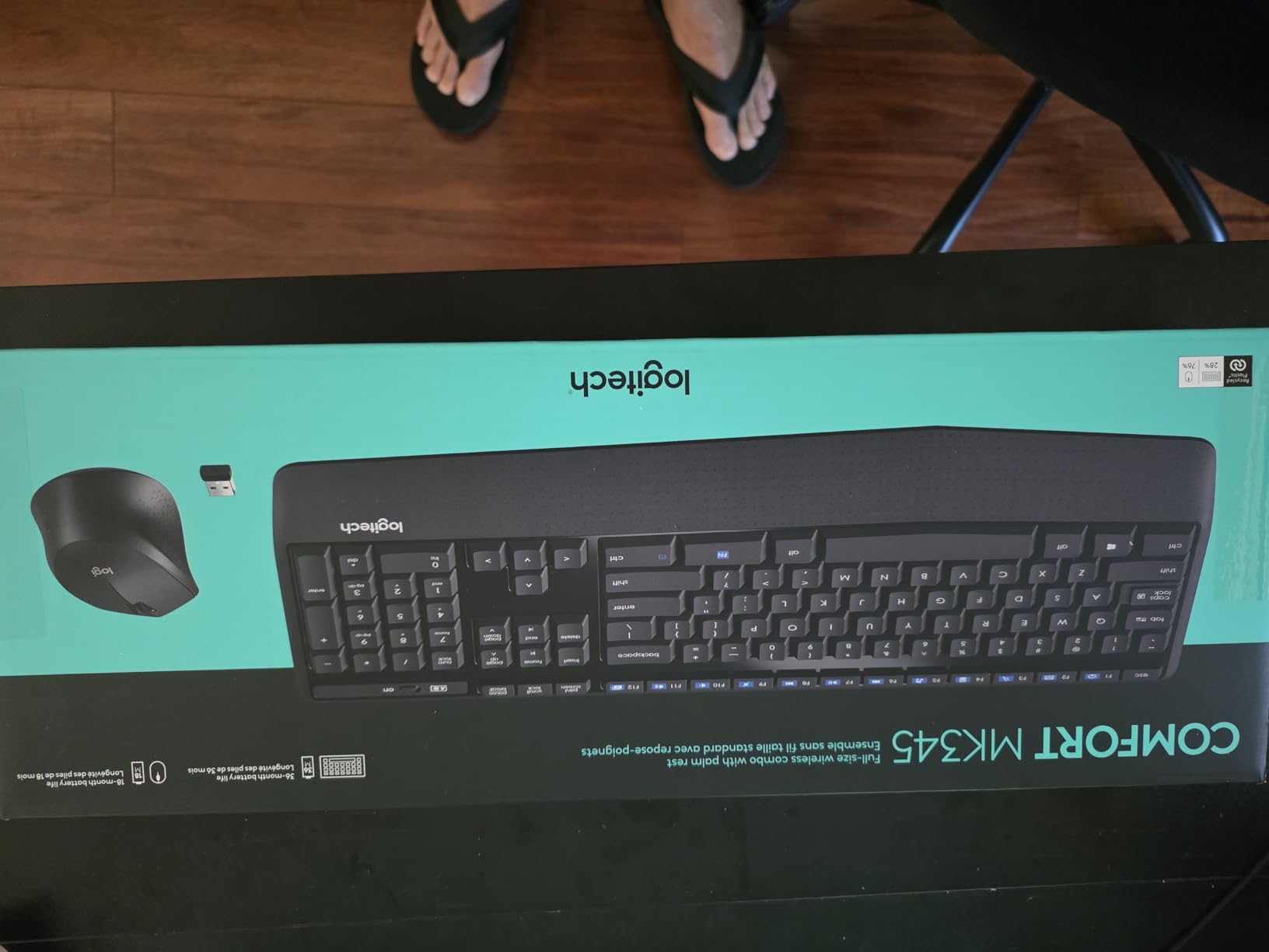 Logitech MK345 Full Size Wireless Keyboard and Mouse Combo - Black | Full size keyboard with integrated palm rest, compact right handed mouse, connect via single included USB-A Nano Receiver customer photo 2
