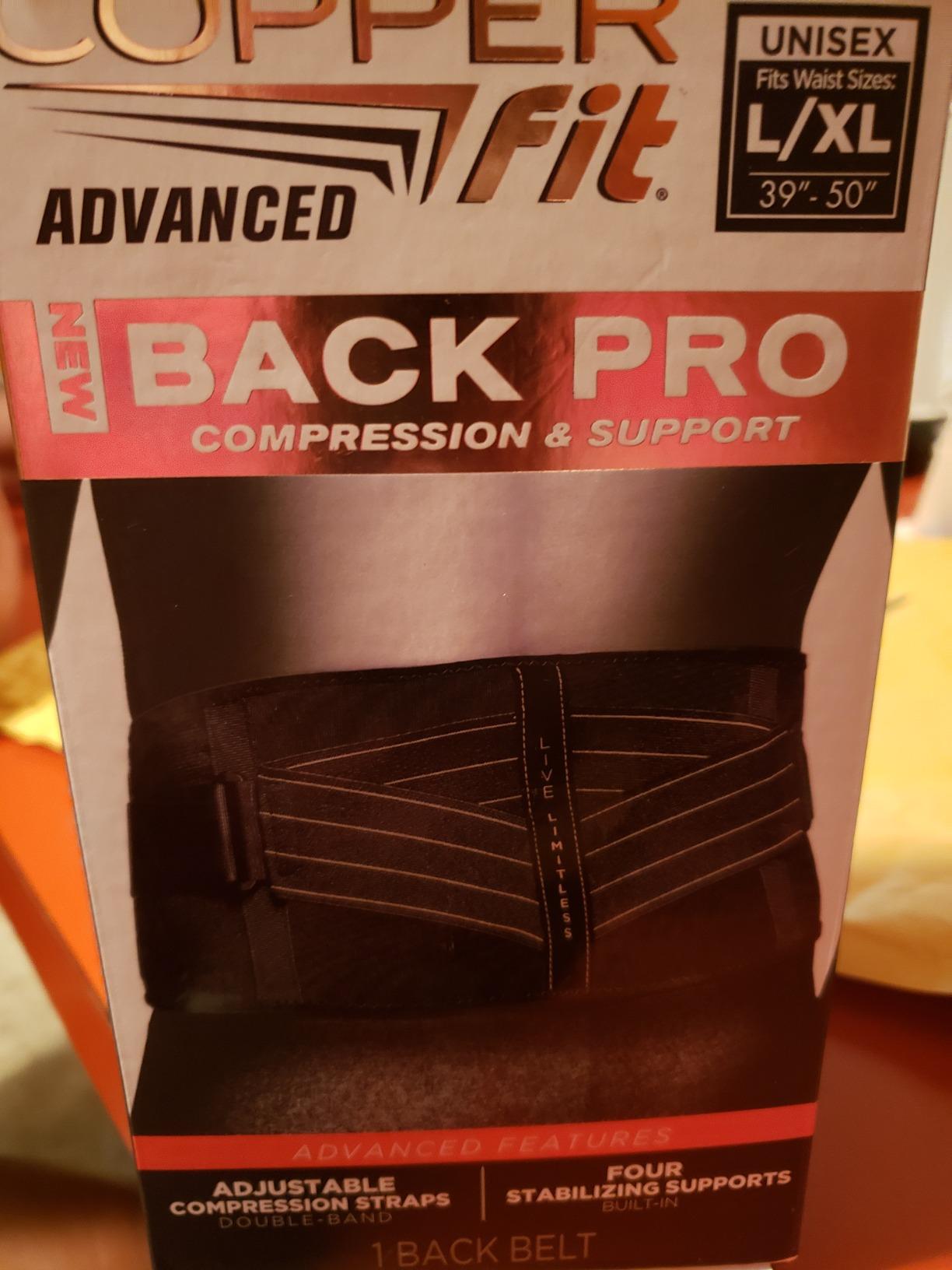 Copper Fit Pro Back Support, Black with Copper Trim, Large/X-Large, Unisex Waist Size 39”-50” (CFBACK) customer photo 1