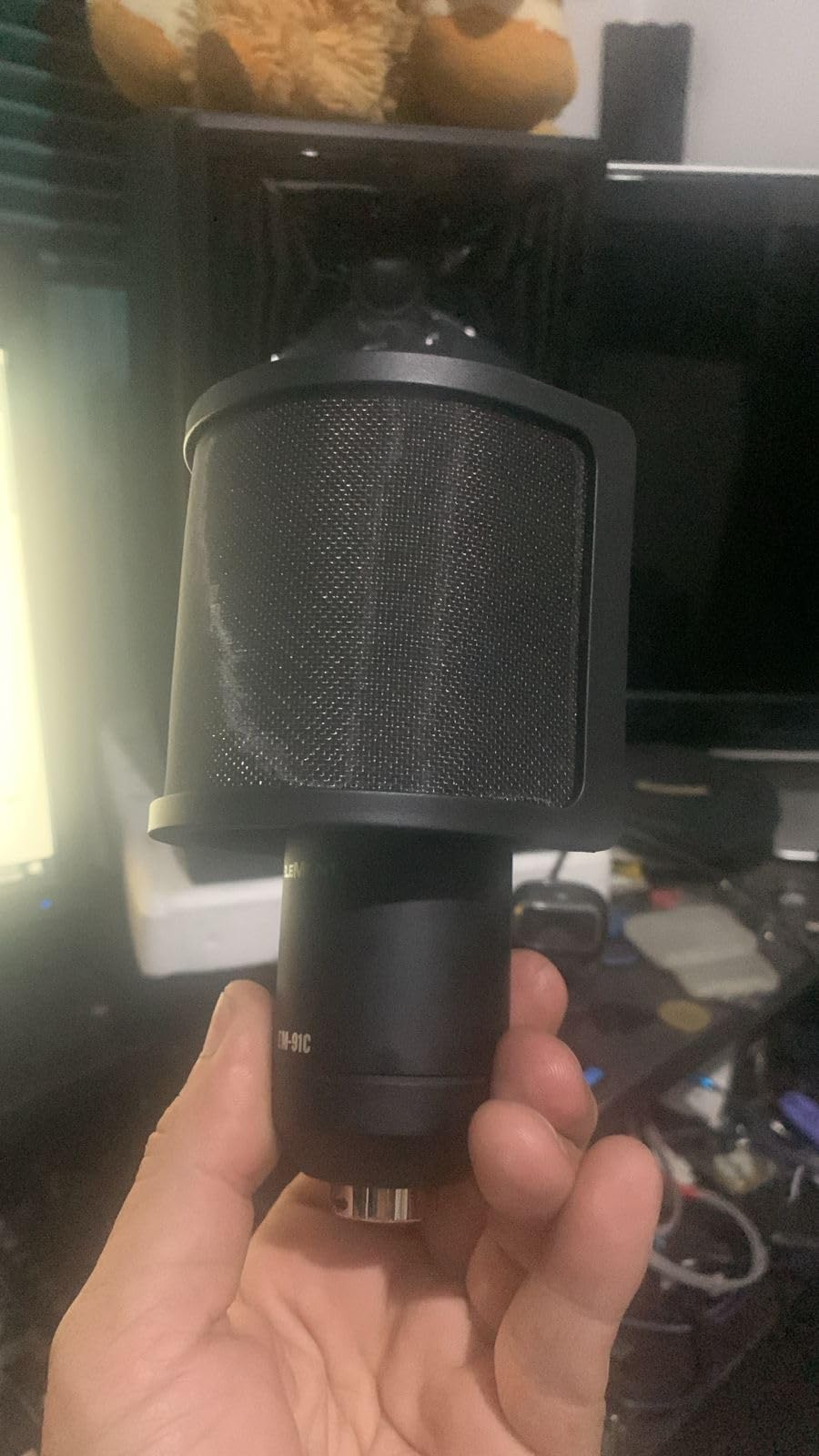Pop Filter,PEMOTech [Upgraded Three Layers] Metal Mesh & Foam & Etamine Layer Microphone Windscreen Cover Handheld Mic Shield Mask,Microphone Accessories for Vocal Recording,Youtube videos,Streaming customer photo 1