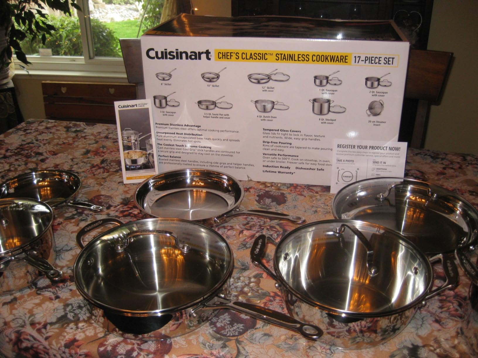 Cuisinart 17-Piece Stainless Steel Cookware Set, Chef's Classic Steel Collection with Pure Aluminum Core for Quick and Even Heat, Cool Grip Handles, Dishwasher Safe, 77-17N customer photo 1