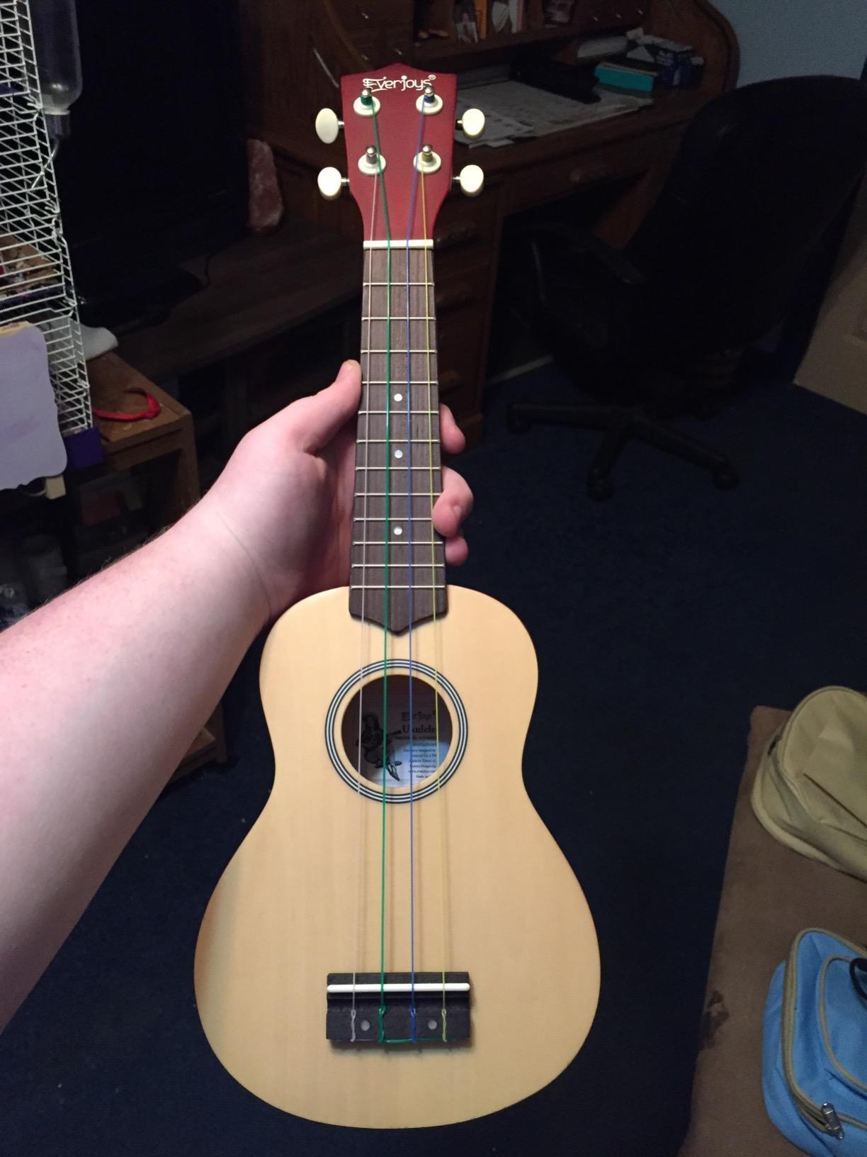 Everjoys Soprano Ukulele Beginner Kit 21 Inch w/Free Online Lesson Gig Bag Tuner Picks Strap, Fast to Learn (Honey) customer photo 1