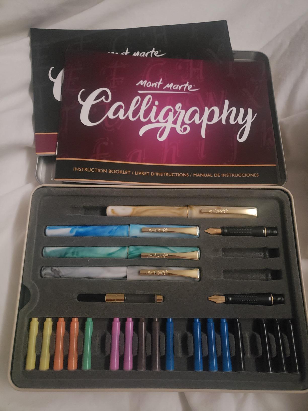 Mont Marte Calligraphy Set, 32 Piece. Includes Calligraphy Pens, Calligraphy Nibs, Ink Cartridges, Introduction Booklet and Exercise Booklet, Packaging May Vary customer photo 2