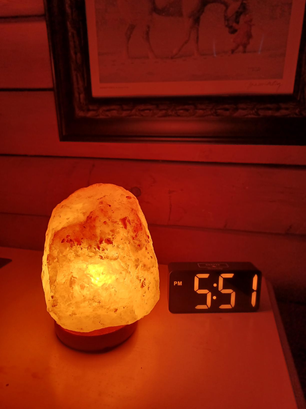 Himalayan Salt Lamp for Bedroom Large 10–12 Inch Pink Salt Rock Lamp with Dimmer, Wooden Base & Spare Bulbs | Calming Ambient Night Light | Thoughtful Wellness Gift for Women, Home, or Office customer photo 1