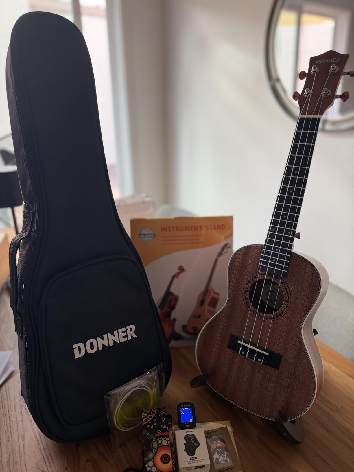 Donner Tenor Ukulele Mahogany Professional 26 inch Ukelele Starter Bundle Kit with Free Online Lesson Gig Bag Strap Nylon String Tuner Picks Cloth DUT-1 Ukalalee Set customer photo 2