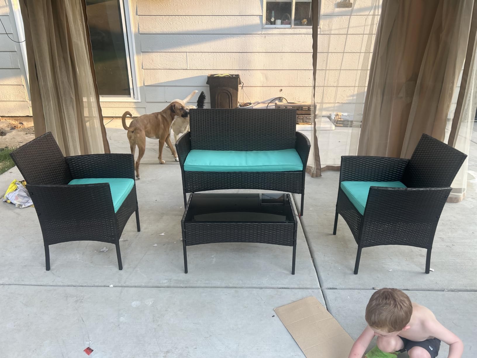 FDW | 3-Piece Patio Furniture Set | Khaki |Outdoor Wicker Furniture with Coffee Table | Modern Rattan Chairs Conversation Set | Outdoor Seating | Weather-Resistant | for Porch, Garden, Lawn customer photo 2