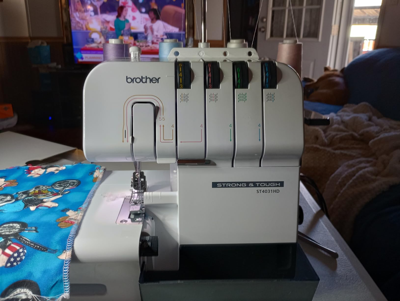 Brother ST4031HD Serger, Strong & Tough Serger, 1,300 Stitches Per Minute, Durable Metal Frame Overlock Machine, Large Extension Table, 3 Included Accessory Feet, 12.99 x 14.37 x 17.01 in., White customer photo 1