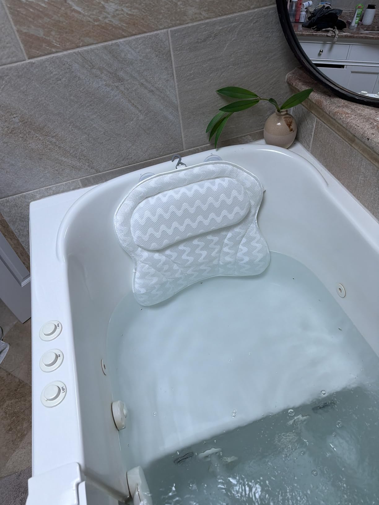 Bath Pillow Bathtub Pillow Back Neck Support Pillow, Spa Cushion for Tub, Relaxing Headrest Bath Pillow, Portable Washable Bathtub Accessories with 3D Air Mesh Thick Soft Bath Pillow (Deluxe) customer photo 2