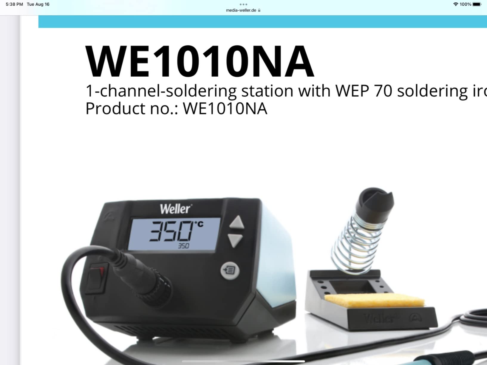 Weller 70 Watt Digital Soldering Station | WE1010NA customer photo 1