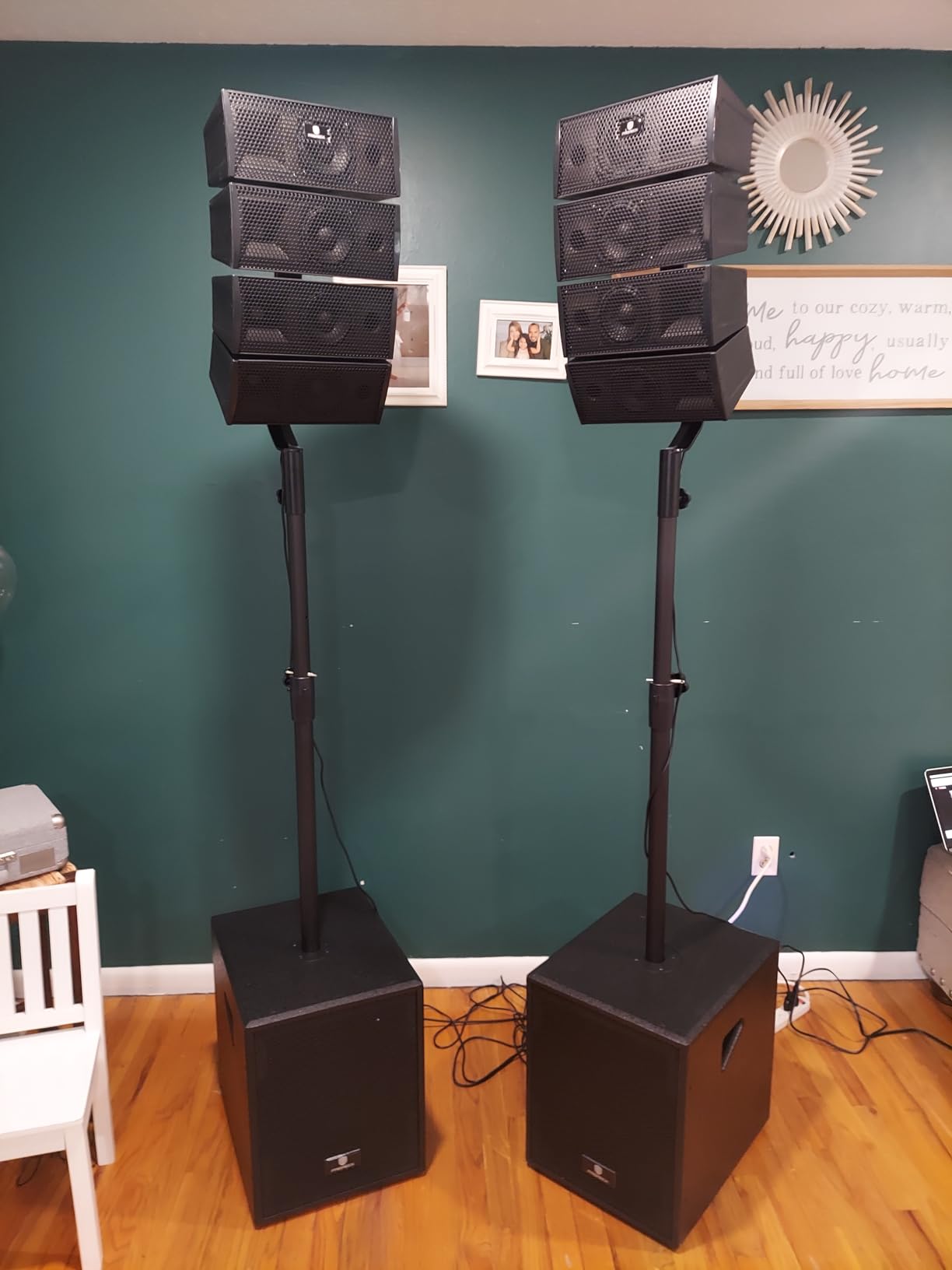 PRORECK Club 3000 12-Inch 4000w DJ Powered PA Speaker System Combo Set with Bluetooth USB Drive Read Function SD Card Remote Control,Two subwoofers and 8 line Array Speakers Set for Church, DJ, Live customer photo 1