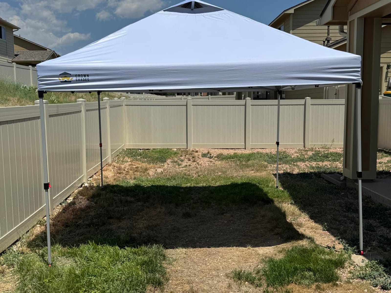 CROWN SHADES 10x10 Pop Up Canopy Tent with One Push Setup, Grid White customer photo 2
