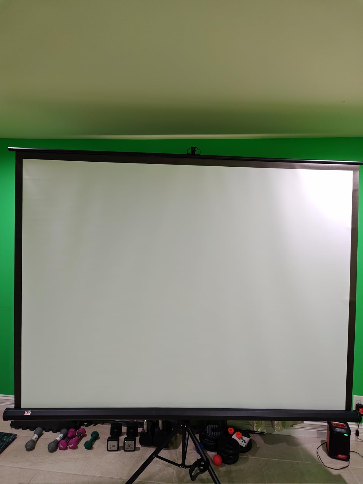 100 Inch Indoor and Outdoor Projector Screen with Stand for Movies or Presentations - HD Premium 16:9 Folding Free Tripod Screen with Carry Bag and Straps, Matte customer photo 1