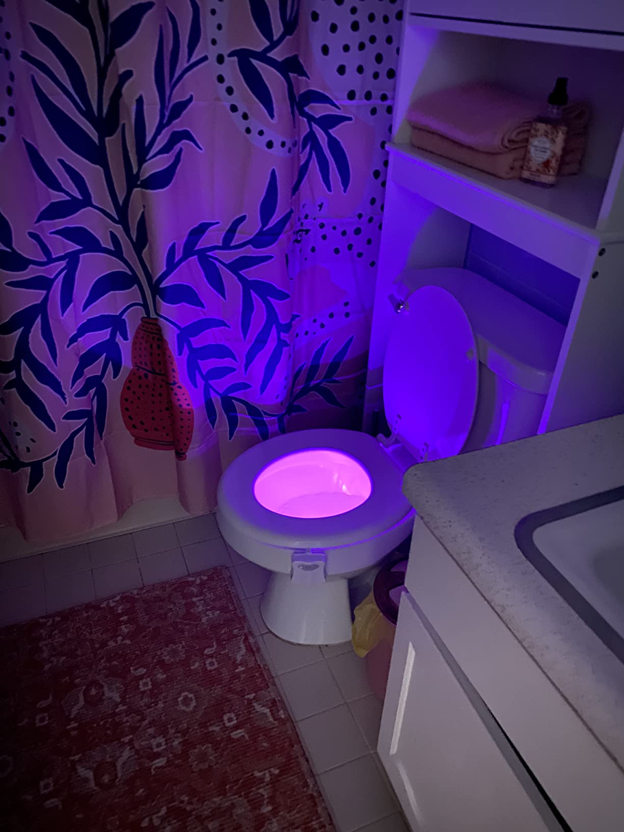 ZEZHOU Original Toilet Night Light 2 Pack, Motion Sensor Activated LED Lamp, Fun 8 Colors Changing Bathroom Nightlight Add on Toilet Bowl Seat, Perfect Decorating Gadget for Dad Adults Kids Toddler customer photo 1
