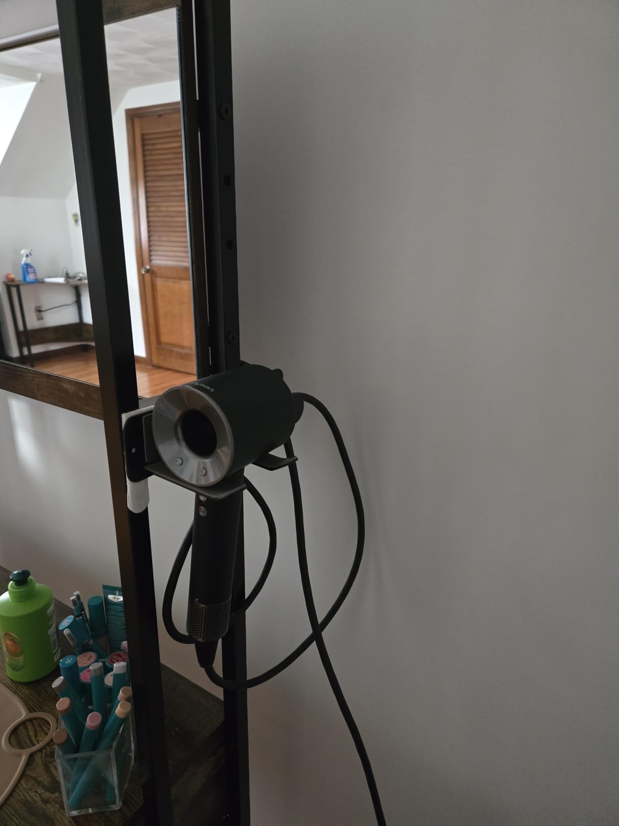 Hair Dryer Holder Wall Mounted, Stainless Steel Self Adhesive Blow Dryer Holder Rack for Dyson Supersonic Hair Dryer,Black customer photo 1