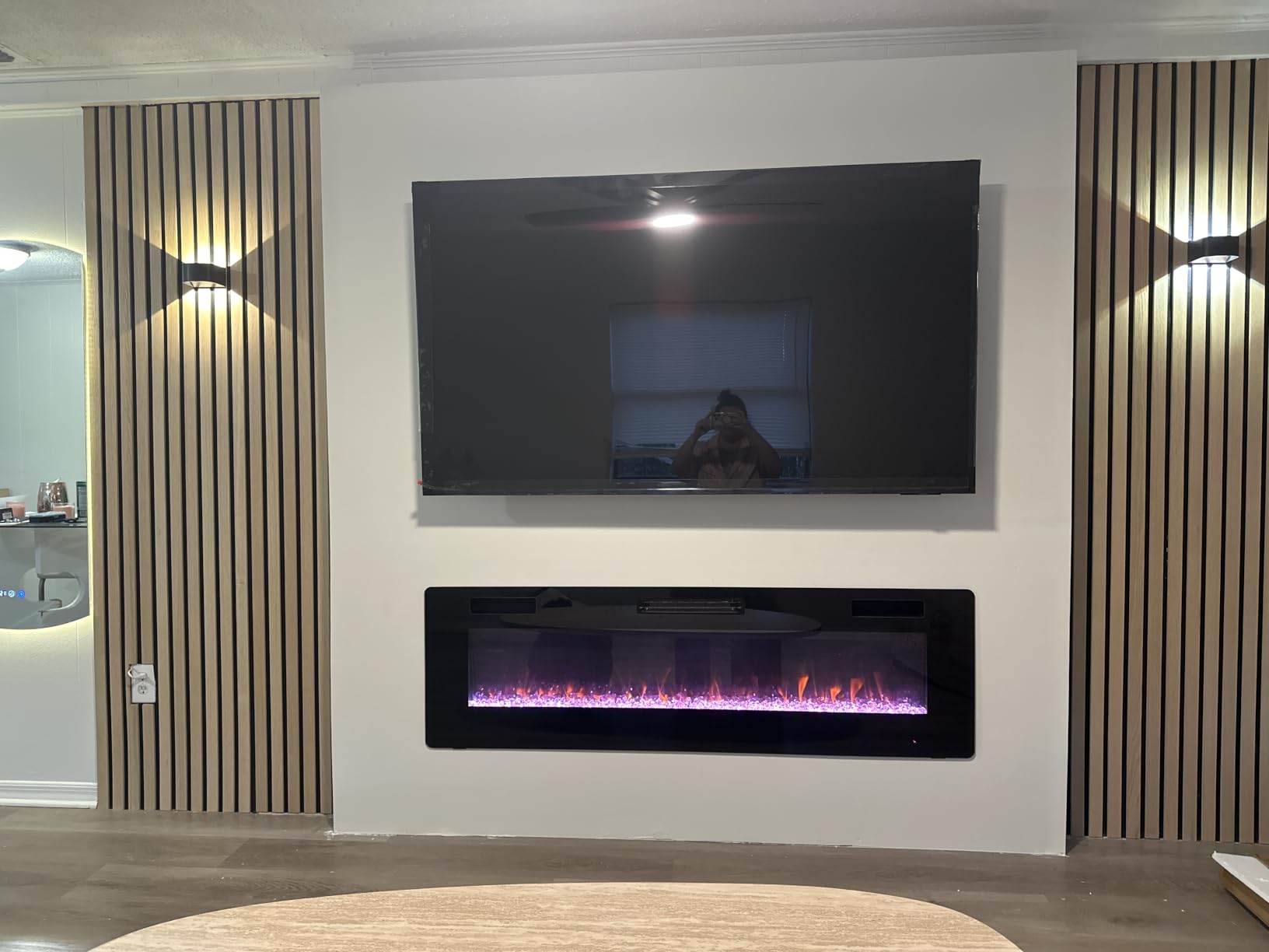 60 inch Electric Fireplace Recessed and Wall Mounted Insert customer photo 2