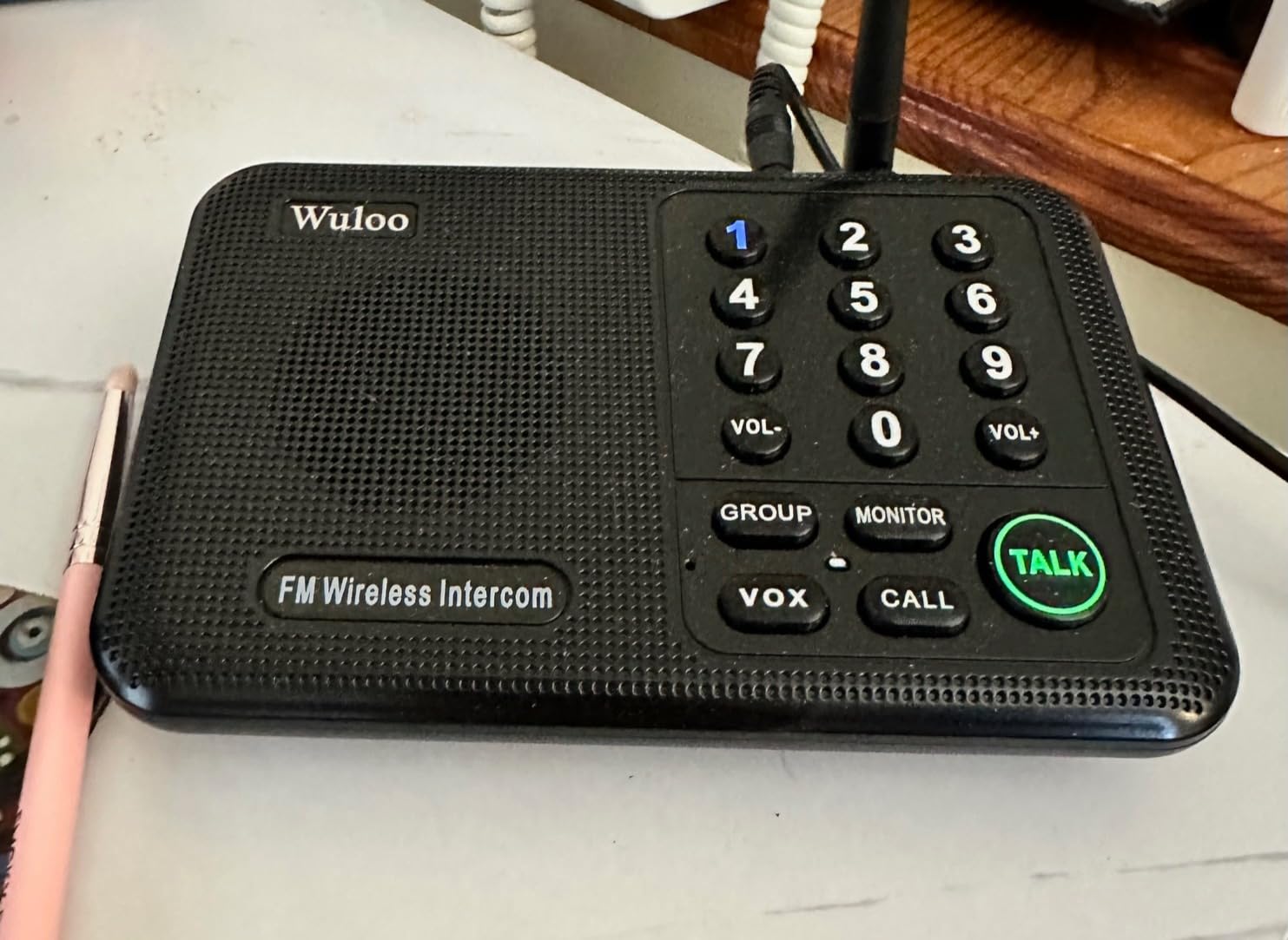 Wuloo Intercoms Wireless for Home 1 Mile (5280 Feet) Range 10 - Channel, Wireless Home Intercom System for House Business Office, Room to Room Intercom, Home Communication System (2 Packs, Black) customer photo 1