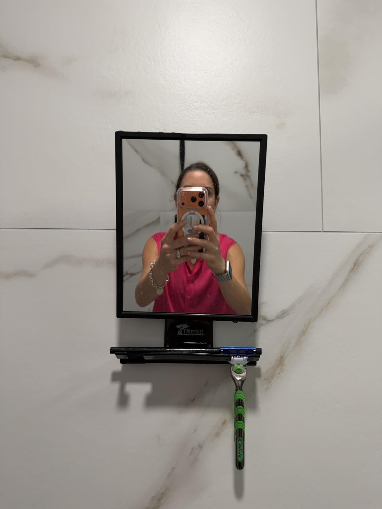 ToiletTree Products Fogless Shower Mirror - Anti-Fog Mirror - Adjustable Shaving Mirror with a Squeegee - Rust-Proof, Impact-Resistance Bathroom Shower Mirror - Tall customer photo 1