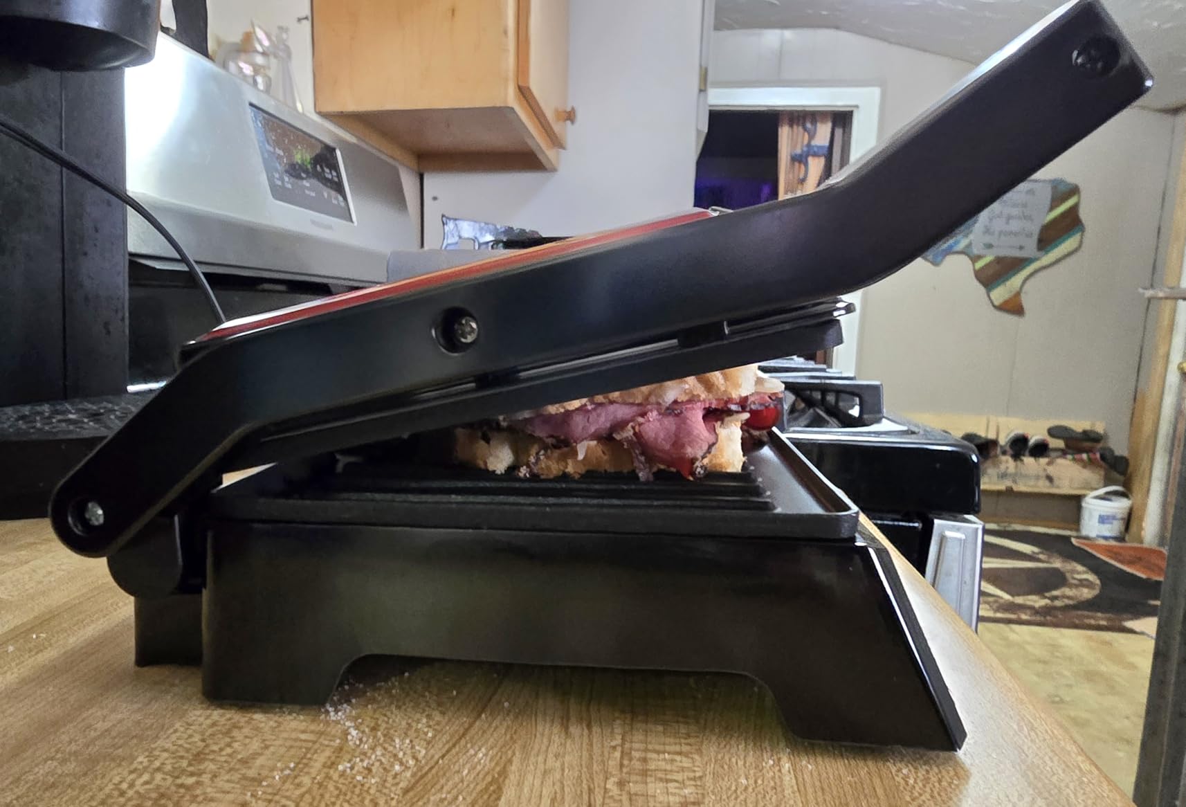 OVENTE Electric Indoor Panini Press Grill + Sandwich Maker, Red GP0620R customer photo 1