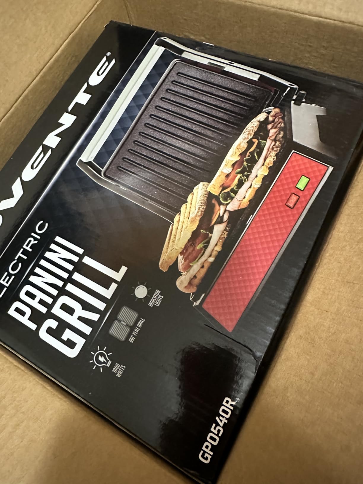 OVENTE Electric Indoor Panini Press Grill + Sandwich Maker, Red GP0620R customer photo 2