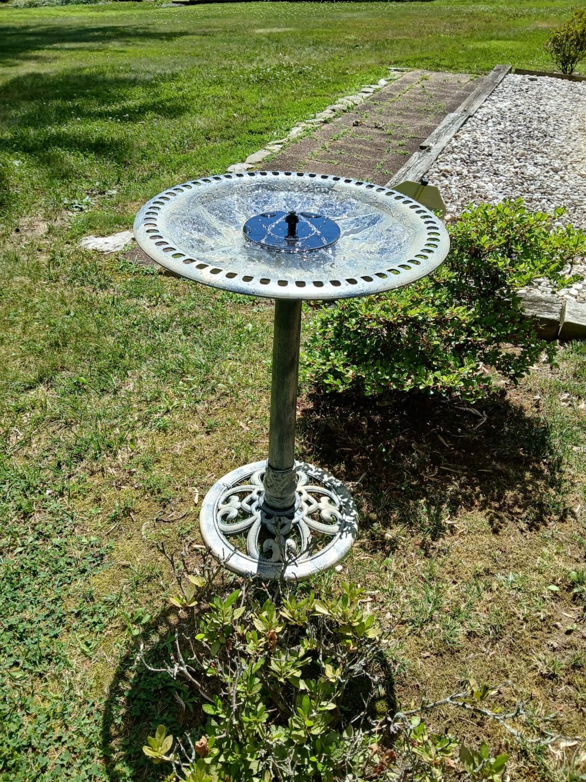 VIVOHOME Bird Bath with Solar Fountain for Outside, Pedestal, Green customer photo 2