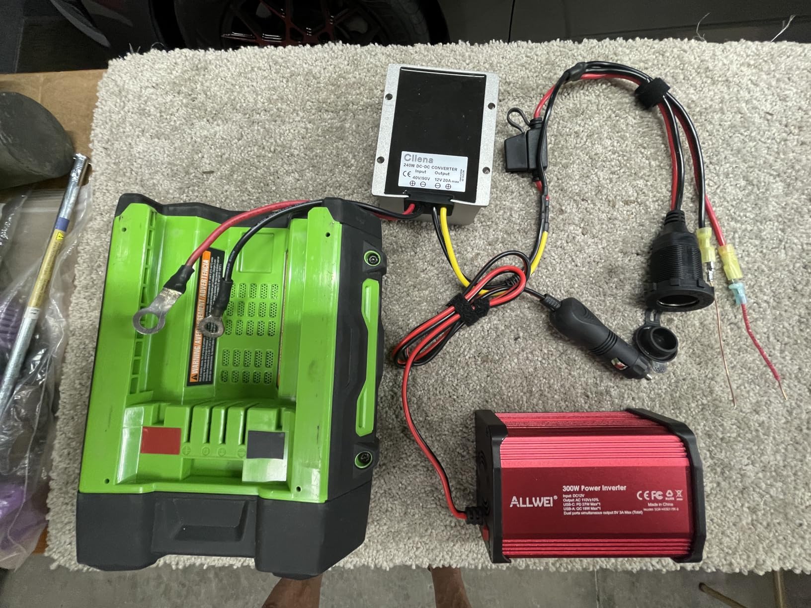 ALLWEI 300W Car Power Inverter 12V DC to 110V AC Car Inverter-Red customer photo 1