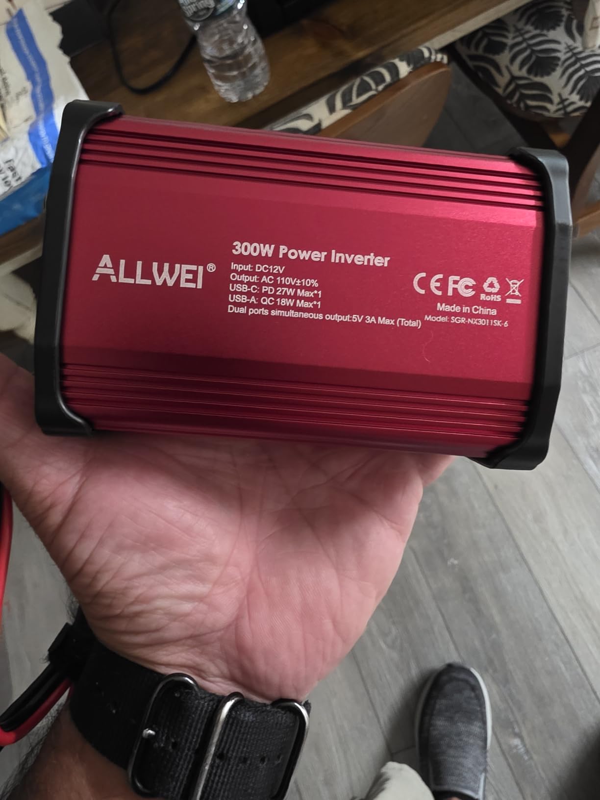 ALLWEI 300W Car Power Inverter 12V DC to 110V AC Car Inverter-Red customer photo 2