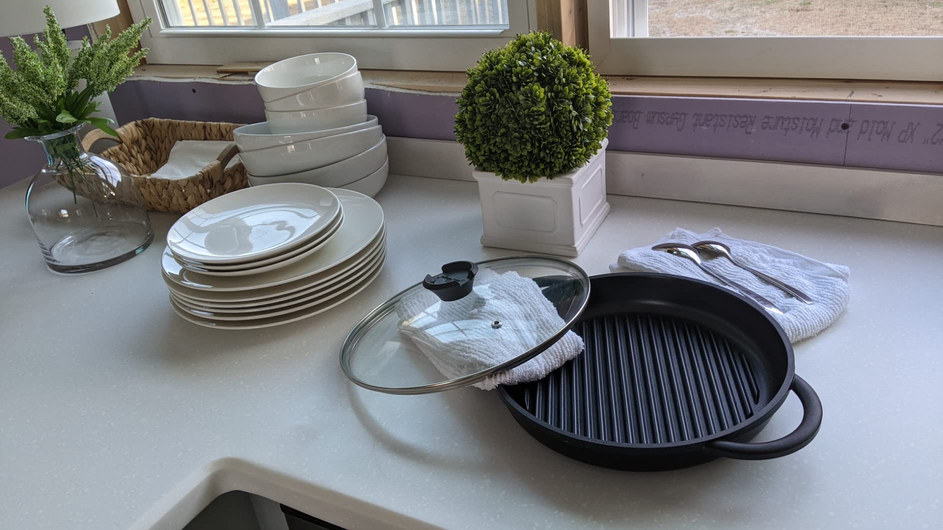 Jean-Patrique The Whatever Pan Cast Aluminum Griddle Pan for Stove Top - Lighter than Cast Iron Skillet Pancake Griddle with Lid - Nonstick Stove Top Grill 10.6