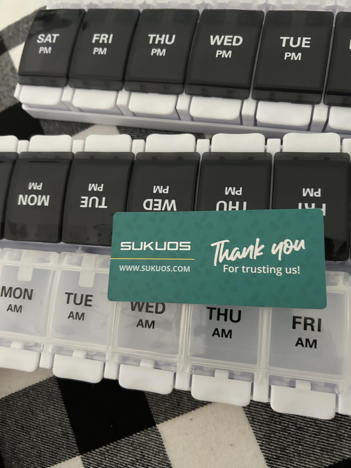 Sukuos AM PM Weekly Pill Organizer 2 Times A Day, Large Daily Pill Box Case 7 Day with Easy Push Button Design, Detachable Medicine Holder for Vitamin/Fish Oil/Supplements (Rainbow) customer photo 1