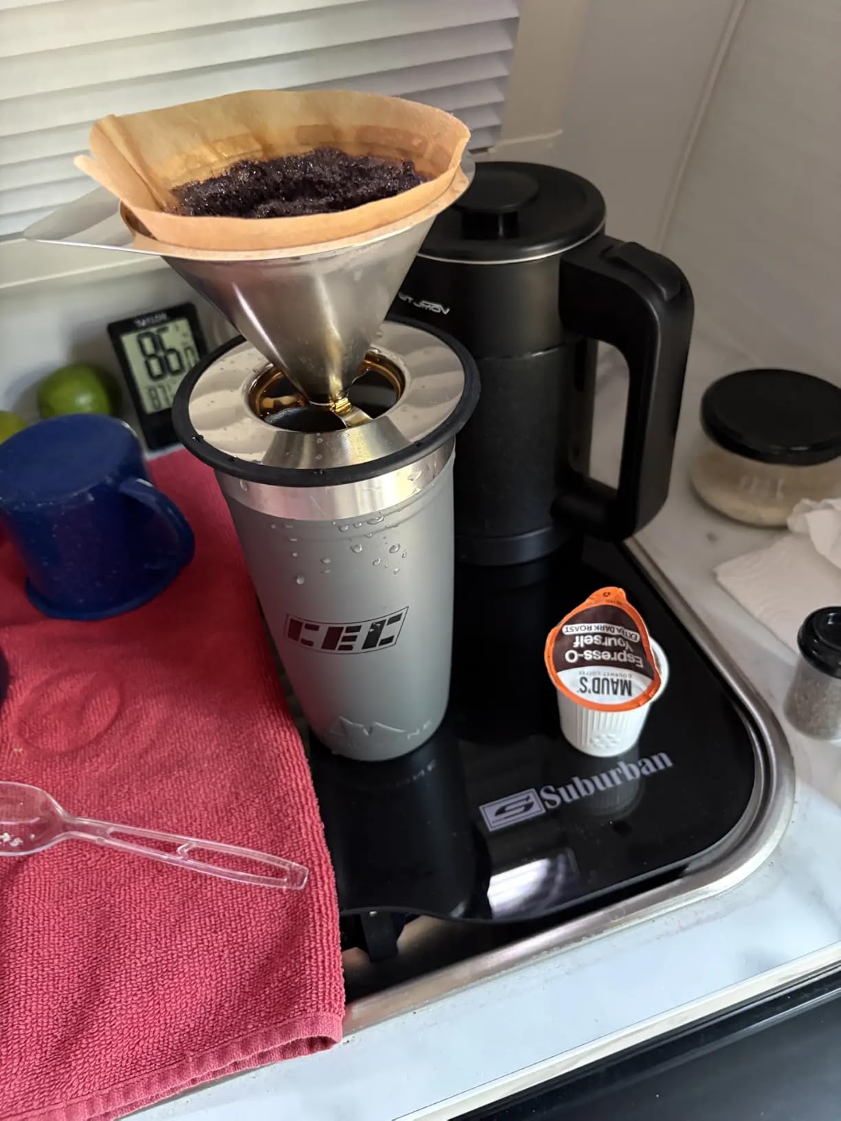 LHS Pour Over Coffee Dripper Stainless Steel Coffee Filter Metal Cone Filter Paperless Reusable Coffee Filter Single Cup Coffee Maker 1-2 Cup With Non-slip Cup Stand and Cleaning Brush customer photo 2