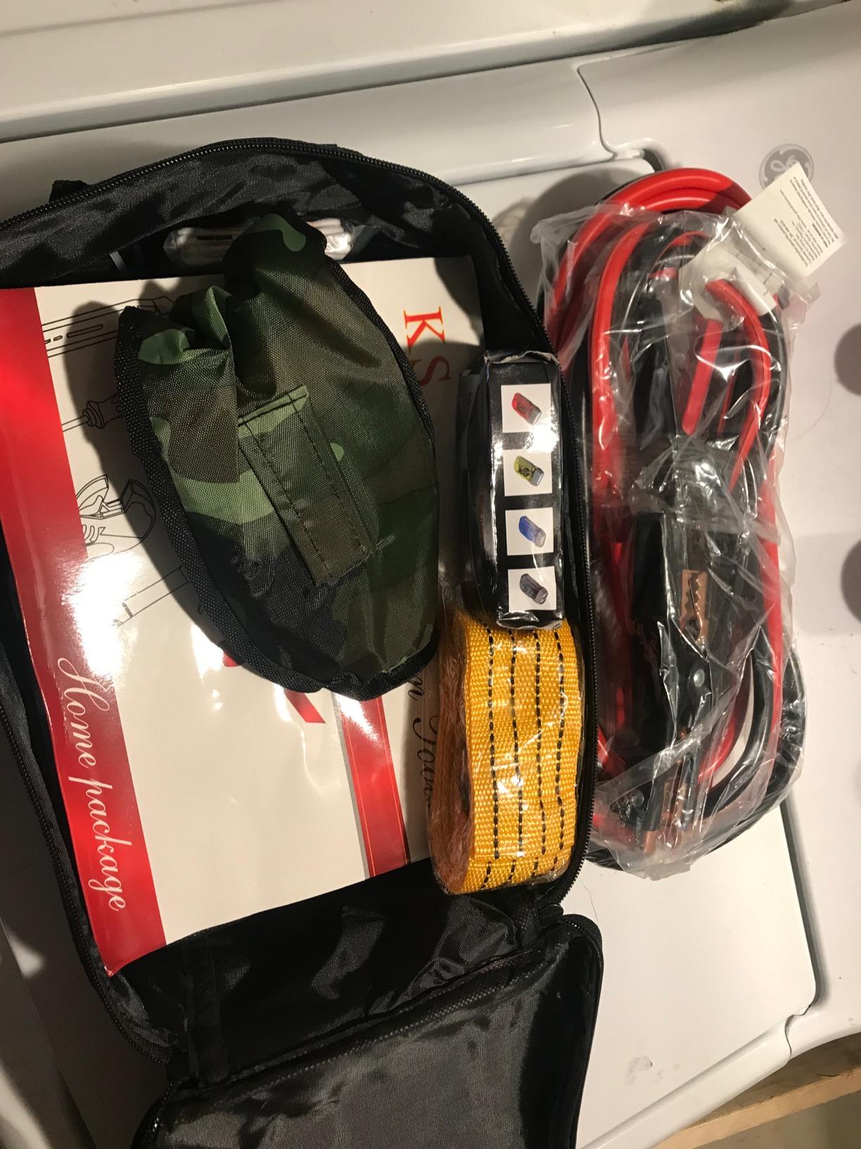 HAIPHAIK Car Emergency Kit with 11.8ft Jumper Cables, Roadside Safety Kit customer photo 1