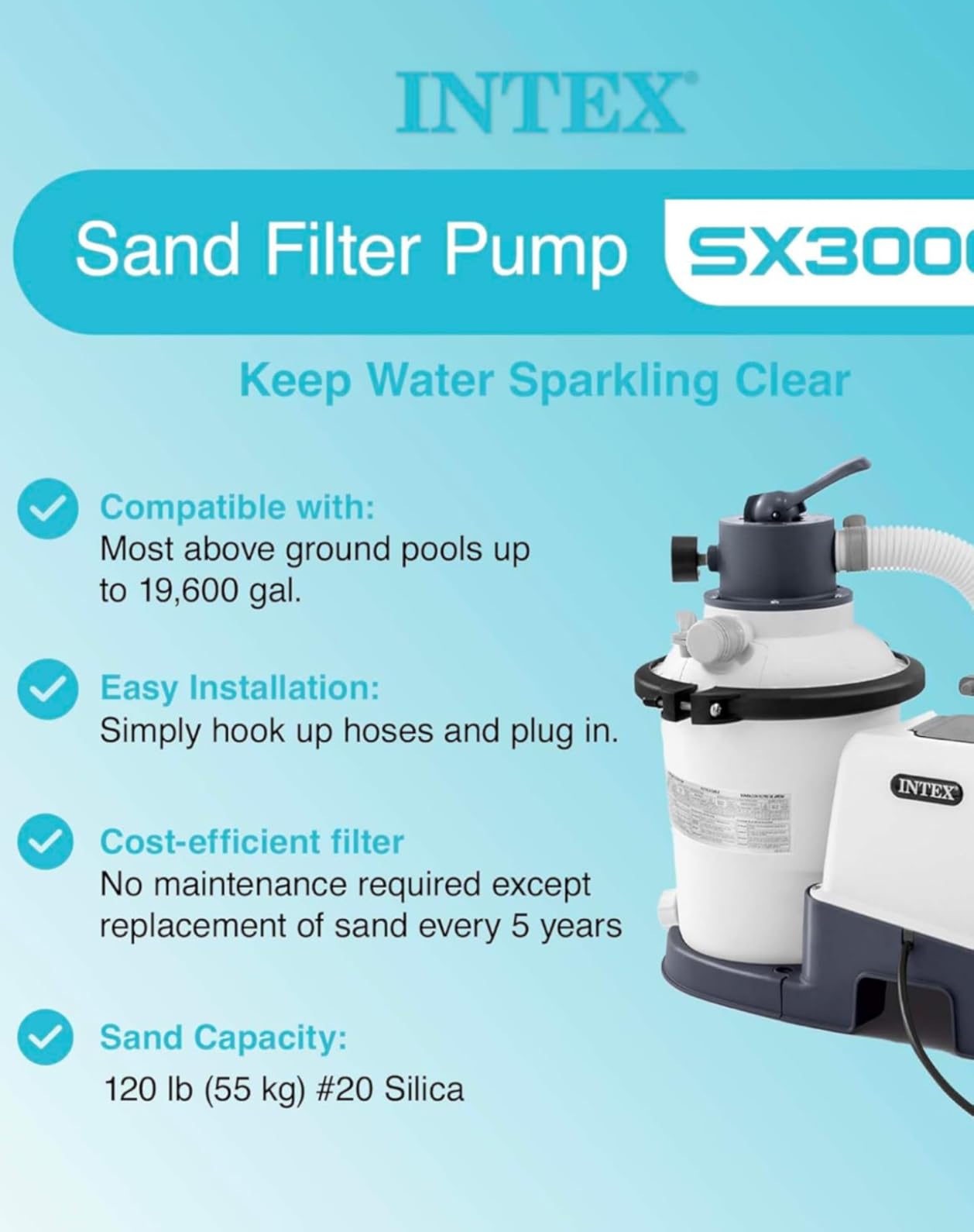 Intex 3000 GPH Above Ground Pool Sand Filter Pump w/ 1.5 Inch Pump Hose (2 Pack) customer photo 2