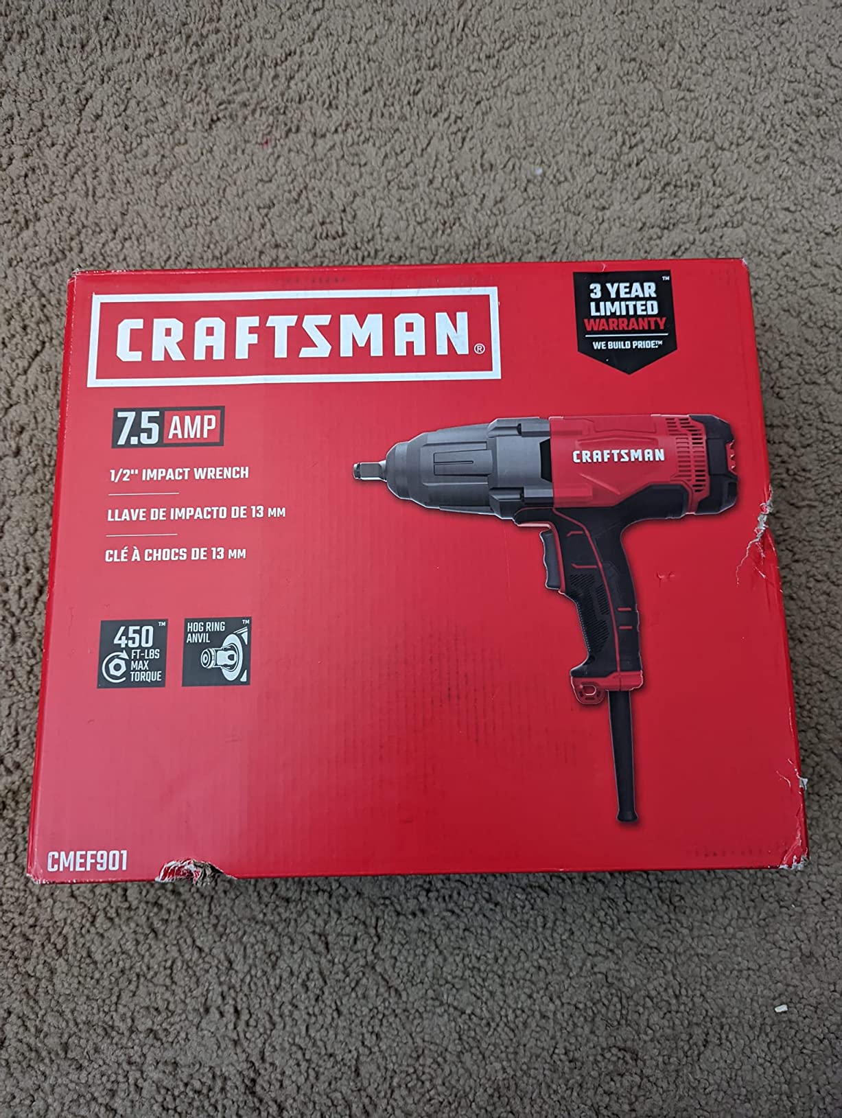 CRAFTSMAN Impact Wrench, 1/2 inch, 7.5 Amp, Corded (CMEF901) customer photo 1