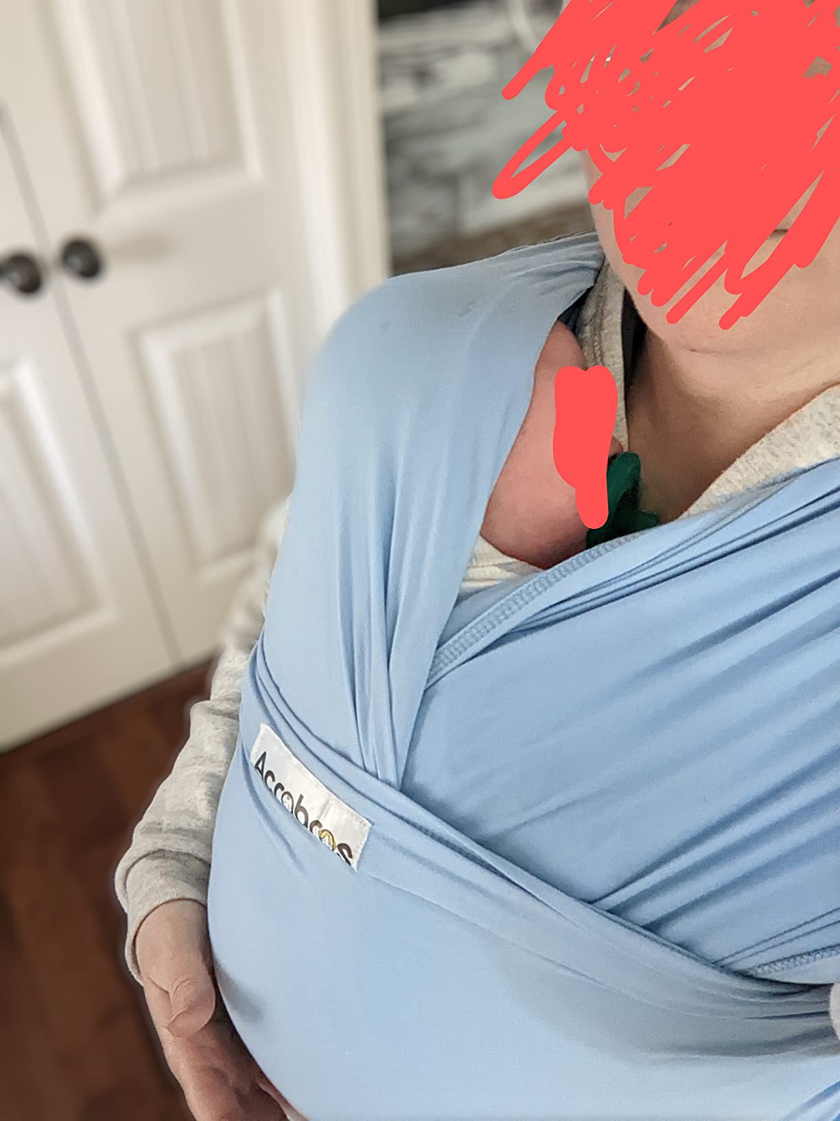 Acrabros Baby Wrap Carrier,Hands Free Baby Carrier Sling,Lightweight,Breathable,Softness,Perfect for Newborn Infants and Babies Shower Gift,Black customer photo 1